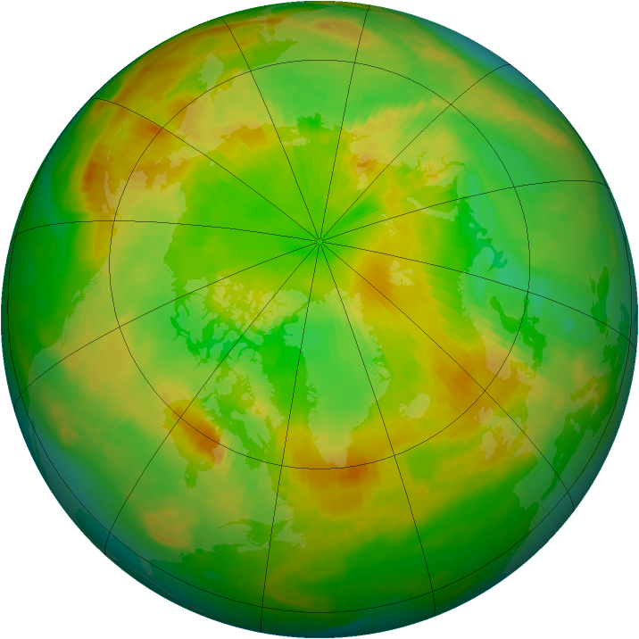 Arctic ozone map for 13 June 1998